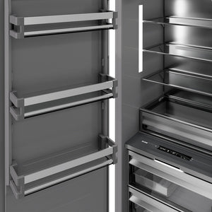 ZLINE Autograph Edition 18 in. 8.6 cu. ft. Left Hinge Column Freezer in White Matte with Graphite Gray Interior and Champagne Bronze Accents (RCFVLZ-WM-18-CB)