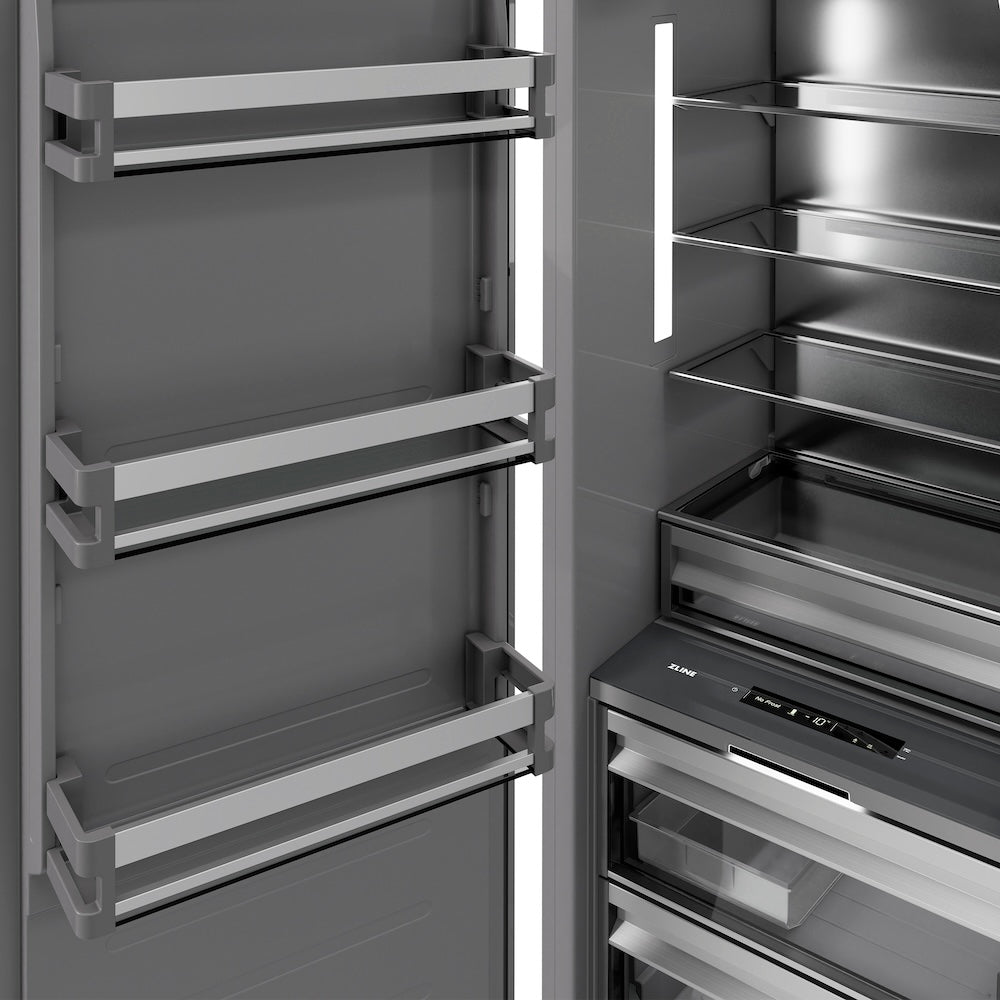 ZLINE 18 in. 8.6 cu. ft. Right Hinge Column Freezer in DuraSnow® Stainless Steel with Graphite Gray Interior (RCFVR-SN-18)