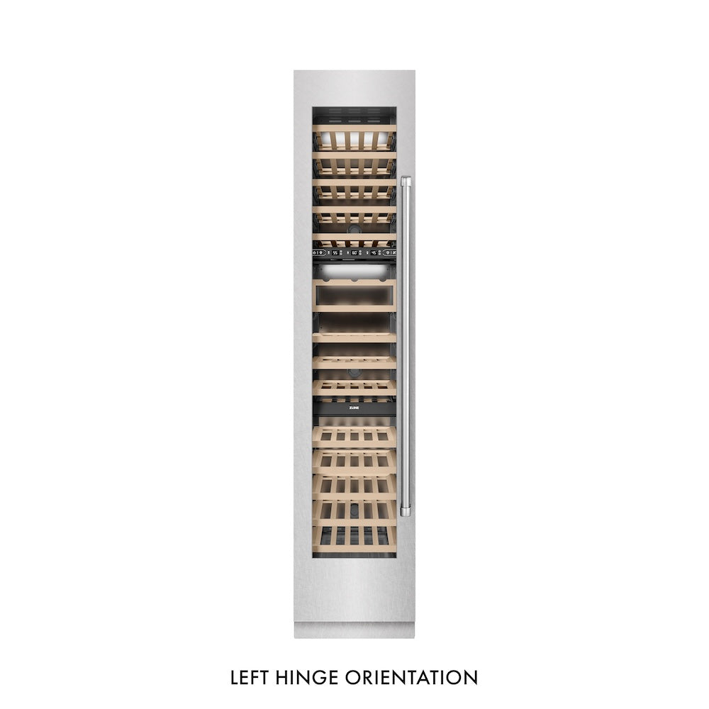 ZLINE 18 in. 9.0 cu. ft. Triple Zone 68 Bottle Left Hinge Column Wine Cooler in DuraSnow® Stainless Steel (RCWVL-SN-18)