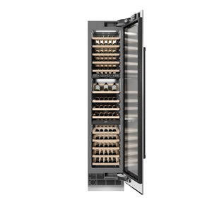 ZLINE Autograph Edition 18 in. 9.0 cu. ft. Triple Zone 68 Bottle Right Hinge Column Wine Cooler in DuraSnow® Stainless Steel with Matte Black Accents (RCWVRZ-SN-18-MB)