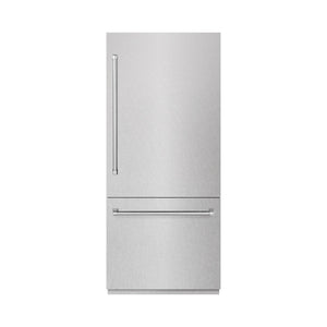 ZLINE 36 in. 19.8 cu. ft. Built-In Bottom Freezer Refrigerator with Water Dispenser and Ice Maker in DuraSnow® Stainless Steel with Graphite Gray Interior (GRBIT-SN-36)