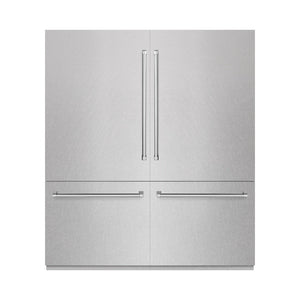 ZLINE 72 in. 39.6 cu. ft. French Door Built-In Bottom Freezer Refrigerator with Water Dispensers and Ice Makers in DuraSnow® Stainless Steel with Graphite Gray Interior (GRBIT-SN-72)
