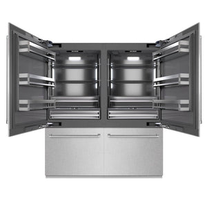 ZLINE 72 in. 39.6 cu. ft. French Door Built-In Bottom Freezer Refrigerator with Water Dispensers and Ice Makers in DuraSnow® Stainless Steel with Graphite Gray Interior (GRBIT-SN-72)