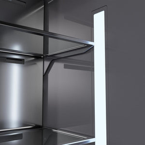 ZLINE Autograph Edition 36 in. 19.8 cu. ft. Built-In Bottom Freezer Refrigerator with Water Dispenser and Ice Maker in DuraSnow® Stainless Steel with Graphite Gray Interior and Polished Gold Accents (GRBITZ-SN-36-G)