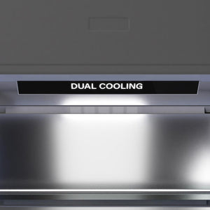 ZLINE Autograph Edition 36 in. 19.8 cu. ft. Built-In Bottom Freezer Refrigerator with Water Dispenser and Ice Maker in DuraSnow® Stainless Steel with Graphite Gray Interior and Polished Gold Accents (GRBITZ-SN-36-G)