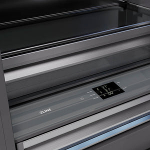 ZLINE Autograph Edition 72 in. 39.6 cu. ft. French Door Built-In Bottom Freezer Refrigerator with Water Dispensers and Ice Makers in DuraSnow® Stainless Steel with Graphite Gray Interior and Matte Black Accents (GRBITZ-SN-72-MB)