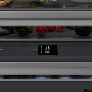 ZLINE Autograph Edition 72 in. 39.6 cu. ft. French Door Built-In Bottom Freezer Refrigerator with Water Dispensers and Ice Makers in DuraSnow® Stainless Steel with Graphite Gray Interior and Matte Black Accents (GRBITZ-SN-72-MB)