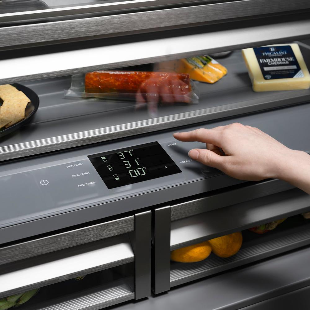 ZLINE 36 in. 19.6 cu. ft. French Door Built-In Bottom Freezer Refrigerator with Water Dispenser and Ice Maker in DuraSnow® Stainless Steel with Graphite Gray Interior (GRBIV-SN-36)