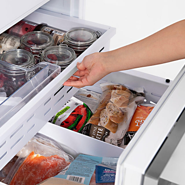 ZLINE Autograph Edition 36 in. 19.6 cu. ft. Built-in 2-Door Bottom Freezer Refrigerator with Internal Water and Ice Dispenser in Fingerprint Resistant Stainless Steel with Matte Black Accents (RBIVZ-SN-36-MB)