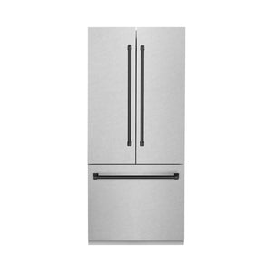ZLINE Autograph Edition 36 in. 19.6 cu. ft. Built-in 2-Door Bottom Freezer Refrigerator with Internal Water and Ice Dispenser in Fingerprint Resistant Stainless Steel with Matte Black Accents (RBIVZ-SN-36-MB)