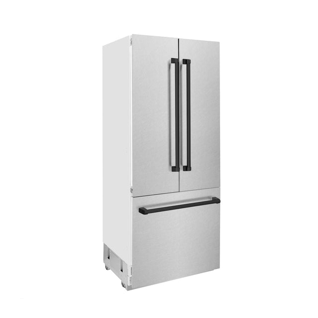 ZLINE Autograph Edition 36 in. 19.6 cu. ft. Built-in 2-Door Bottom Freezer Refrigerator with Internal Water and Ice Dispenser in Fingerprint Resistant Stainless Steel with Matte Black Accents (RBIVZ-SN-36-MB)