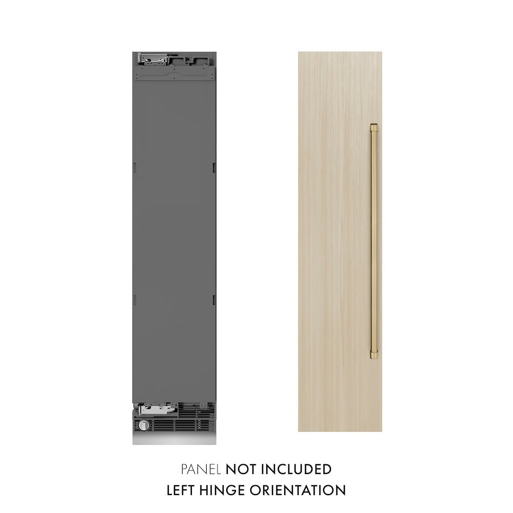 ZLINE Autograph Edition 18 in. 8.6 cu. ft. Panel Ready Left Hinge Column Freezer with Graphite Gray Interior and Champagne Bronze Accents (RBCFVLZ-18-CB)