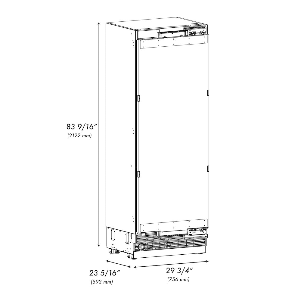 ZLINE 30 in. 16.7 cu. ft. Panel Ready Column Refrigerator with Graphite Gray Interior (RBCRV-30)