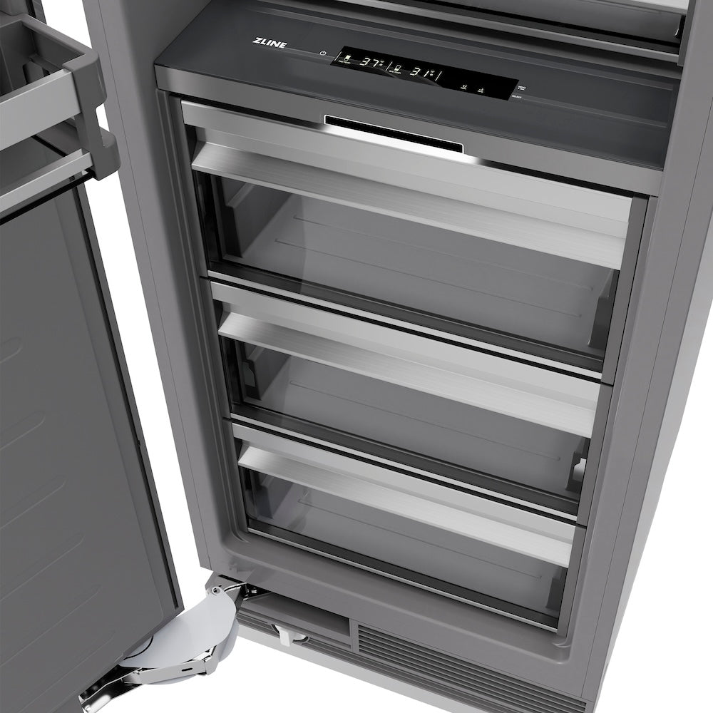 ZLINE Autograph Edition 24 in. 12.5 cu. ft. Panel Ready Column Refrigerator with Graphite Gray Interior and Polished Gold Accents (RBCRVZ-24-G)