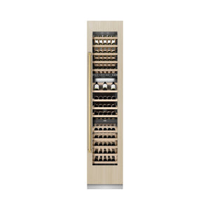 ZLINE Autograph Edition 18 in. 9.0 cu. ft. Triple Zone 68 Bottle Panel Ready Right Hinge Column Wine Cooler with Polished Gold Accents (RBCWVRZ-18-G)