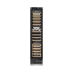 ZLINE Autograph Edition 18 in. 9.0 cu. ft. Triple Zone 68 Bottle Panel Ready Right Hinge Column Wine Cooler with Polished Gold Accents (RBCWVRZ-18-G)