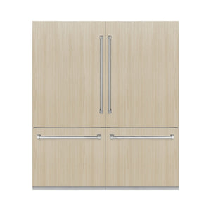 ZLINE 72 in. 39.6 cu. ft. Panel Ready French Door Built-In Bottom Freezer Refrigerator with Water Dispensers and Ice Makers with Graphite Gray Interior (GRBIT-72)