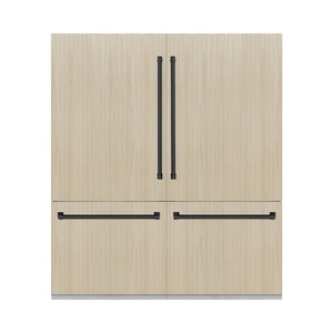 ZLINE Autograph Edition 72 in. 39.6 cu. ft. Panel Ready French Door Built-In Bottom Freezer Refrigerator with Water Dispensers and Ice Makers with Graphite Gray Interior and Matte Black Accents (GRBITZ-72-MB)