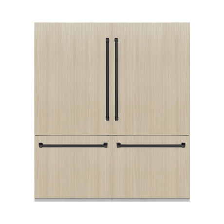 ZLINE Autograph Edition 72 in. 39.6 cu. ft. Panel Ready French Door Built-In Bottom Freezer Refrigerator with Water Dispensers and Ice Makers with Graphite Gray Interior and Matte Black Accents (GRBITZ-72-MB)