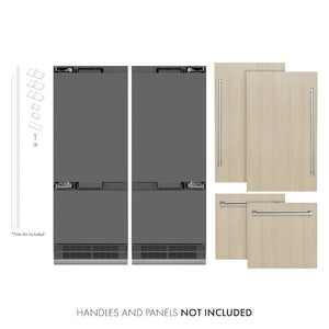 ZLINE 60 in. 32.2 cu. ft. Panel Ready French Door Built-In Bottom Freezer Refrigerator with Water Dispensers and Ice Makers with Graphite Gray Interior (GRBIV-60)