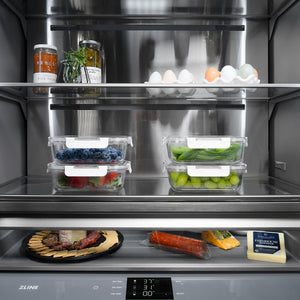 ZLINE Autograph Edition 30 in. 16.1 cu. ft. Panel Ready Built-In Bottom Freezer Refrigerator with Water Dispenser and Ice Maker with Graphite Gray Interior and Matte Black Accents (GRBIVZ-30-MB)