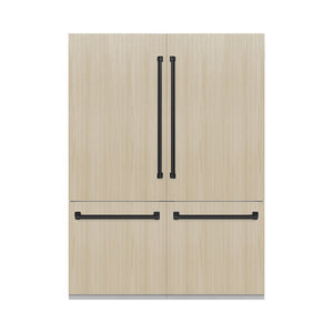 ZLINE Autograph Edition 60 in. 32.2 cu. ft. Panel Ready French Door Built-In Bottom Freezer Refrigerator with Water Dispenser and Ice Maker with Graphite Gray Interior and Matte Black Accents (GRBIVZ-60-MB)