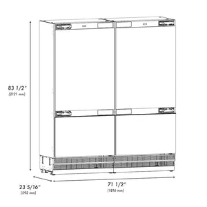 ZLINE 72 in. 39.6 cu. ft. Panel Ready French Door Built-In Bottom Freezer Refrigerator with Water Dispensers and Ice Makers (RBIT-72)