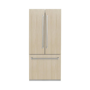 ZLINE 36 in. 19.6 cu. ft. Panel Ready French Door Built-In Bottom Freezer Refrigerator with Water Dispenser and Ice Maker (RBIV-36)