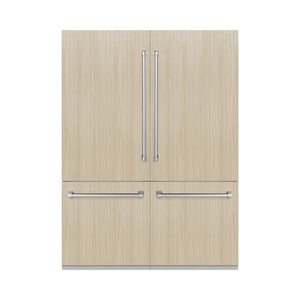 ZLINE 60 in. 32.2 cu. ft. Panel Ready French Door Built-In Bottom Freezer Refrigerator with Water Dispensers and Ice Makers (RBIV-60)