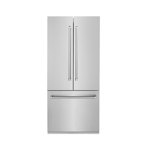 ZLINE 36 in. 19.6 cu. ft. Panel Ready French Door Built-In Bottom Freezer Refrigerator with Water Dispenser and Ice Maker (RBIV-36)