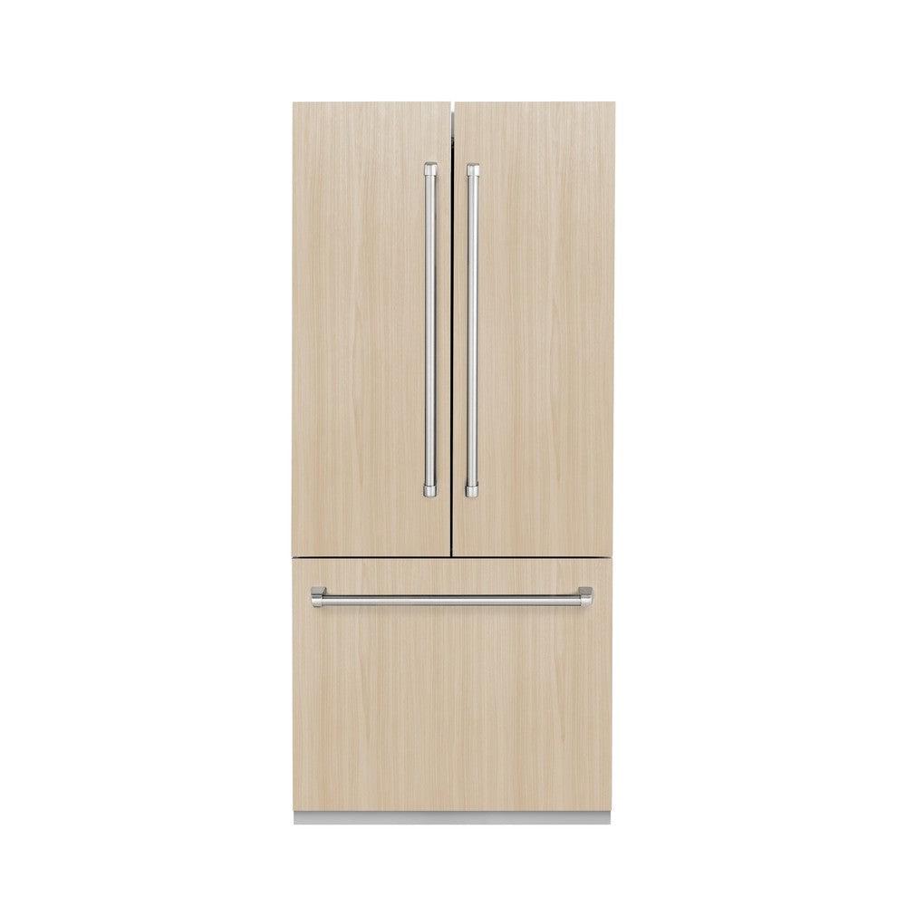 ZLINE 36 in. 19.6 cu. ft. Panel Ready French Door Built-In Bottom Freezer Refrigerator with Water Dispenser and Ice Maker (RBIV-36)
