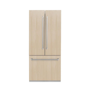 ZLINE 36 in. 19.6 cu. ft. Panel Ready French Door Built-In Bottom Freezer Refrigerator with Water Dispenser and Ice Maker (RBIV-36)