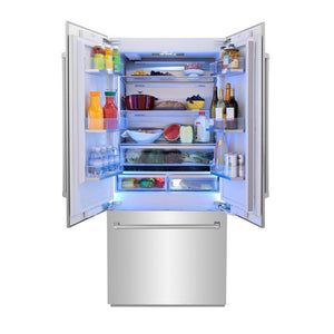 ZLINE 36 in. 19.6 cu. ft. Panel Ready French Door Built-In Bottom Freezer Refrigerator with Water Dispenser and Ice Maker (RBIV-36)