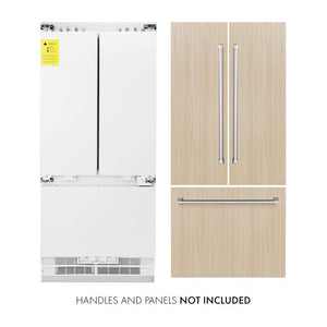 ZLINE 36 in. 19.6 cu. ft. Panel Ready French Door Built-In Bottom Freezer Refrigerator with Water Dispenser and Ice Maker (RBIV-36)