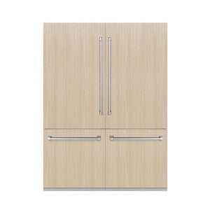 ZLINE 60 in. 32.2 cu. ft. Panel Ready French Door Built-In Bottom Freezer Refrigerator with Water Dispensers and Ice Makers (RBIV-60)