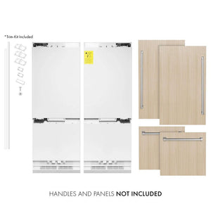 ZLINE 60 in. 32.2 cu. ft. Panel Ready French Door Built-In Bottom Freezer Refrigerator with Water Dispensers and Ice Makers (RBIV-60)
