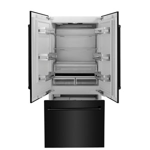 ZLINE 36 in. 19.6 cu. ft. French Door Built-In Bottom Freezer Refrigerator with Water Dispenser and Ice Maker in Black Stainless Steel (RBIV-BS-36)