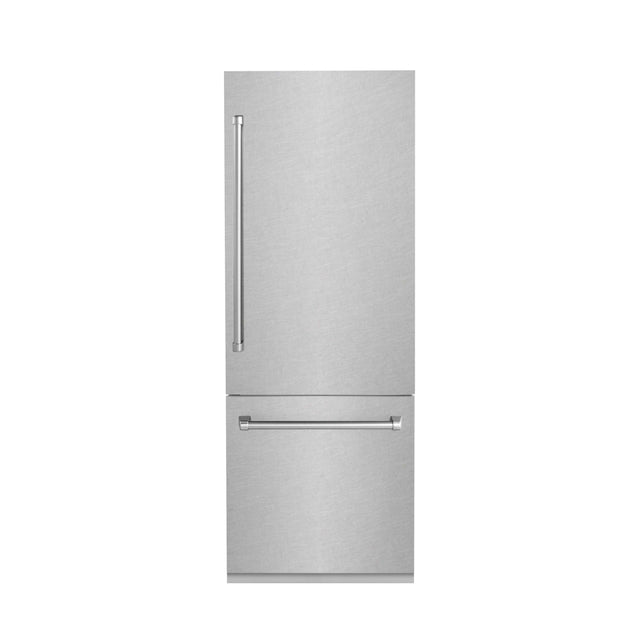 ZLINE 30 in. 16.1 cu. ft. Built-in 2-Door Bottom Freezer Refrigerator with Internal Water and Ice Dispenser in Fingerprint Resistant Stainless Steel (RBIV-SN-30)