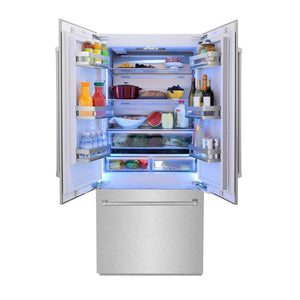 ZLINE 36 in. 19.6 cu. ft. French Door Built-In Bottom Freezer Refrigerator with Water Dispenser and Ice Maker in DuraSnow® Stainless Steel (RBIV-SN-36)