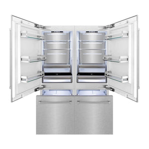 ZLINE 60 in. 32.2 cu. ft. French Door Built-In Bottom Freezer Refrigerator with Water Dispensers and Ice Makers in DuraSnow® Stainless Steel (RBIV-SN-60)