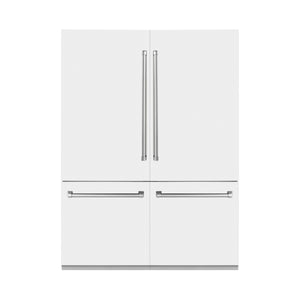 ZLINE 60 in. 32.2 cu. ft. French Door Built-In Bottom Freezer Refrigerator with Water Dispensers and Ice Makers in White Matte (RBIV-WM-60)