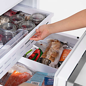 ZLINE Autograph Edition 30 in. 16.1 cu. ft. Built-In Bottom Freezer Refrigerator with Water Dispenser and Ice Maker in Stainless Steel with Champagne Bronze Accents (RBIVZ-304-30-CB)