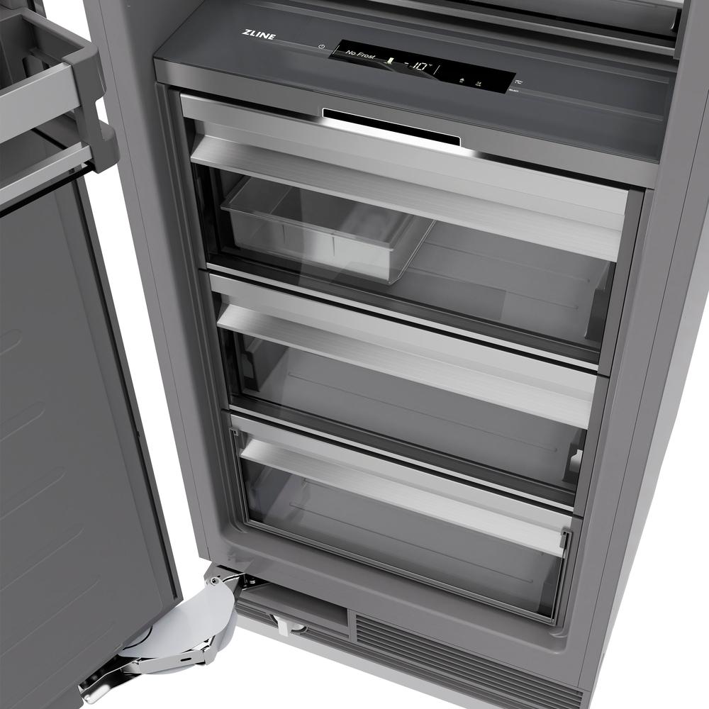 ZLINE 24 in. 12.4 cu. ft. Column Freezer in Stainless Steel with Graphite Gray Interior (RCFV-304-24)
