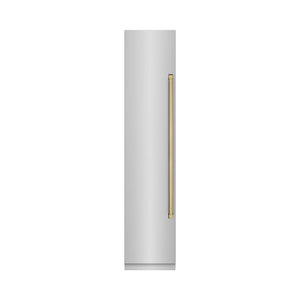 ZLINE Autograph Edition 18 in. 8.6 cu. ft. Left Hinge Column Freezer in Stainless Steel with Graphite Gray Interior and Champagne Bronze Accents (RCFVLZ-30418-CB)