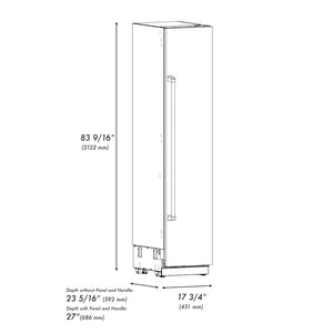 ZLINE Autograph Edition 18 in. 8.6 cu. ft. Right Hinge Column Freezer in Stainless Steel with Graphite Gray Interior and Champagne Bronze Accents (RCFVRZ-30418-CB)