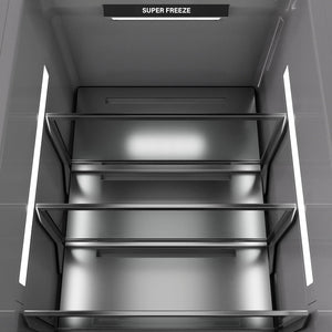 ZLINE Autograph Edition 18 in. 8.6 cu. ft. Right Hinge Column Freezer in Stainless Steel with Graphite Gray Interior and Polished Gold Accents (RCFVRZ-304-18-G)