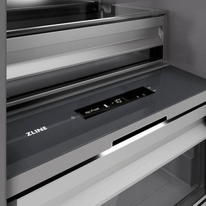 ZLINE Autograph Edition 24 in. 12.4 cu. ft. Column Freezer in Stainless Steel with Graphite Gray Interior and Polished Gold Accents (RCFVZ-304-24-G)