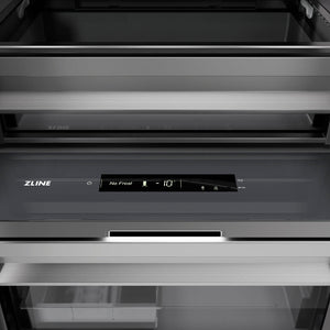ZLINE Autograph Edition 24 in. 12.4 cu. ft. Column Freezer in Stainless Steel with Graphite Gray Interior and Polished Gold Accents (RCFVZ-304-24-G)
