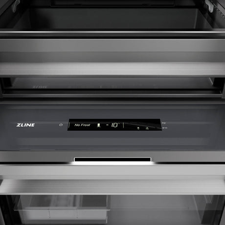 ZLINE Autograph Edition 24 in. 12.4 cu. ft. Column Freezer in Stainless Steel with Graphite Gray Interior and Polished Gold Accents (RCFVZ-304-24-G)