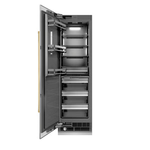 ZLINE Autograph Edition 24 in. 12.4 cu. ft. Column Freezer in Stainless Steel with Graphite Gray Interior and Polished Gold Accents (RCFVZ-304-24-G)